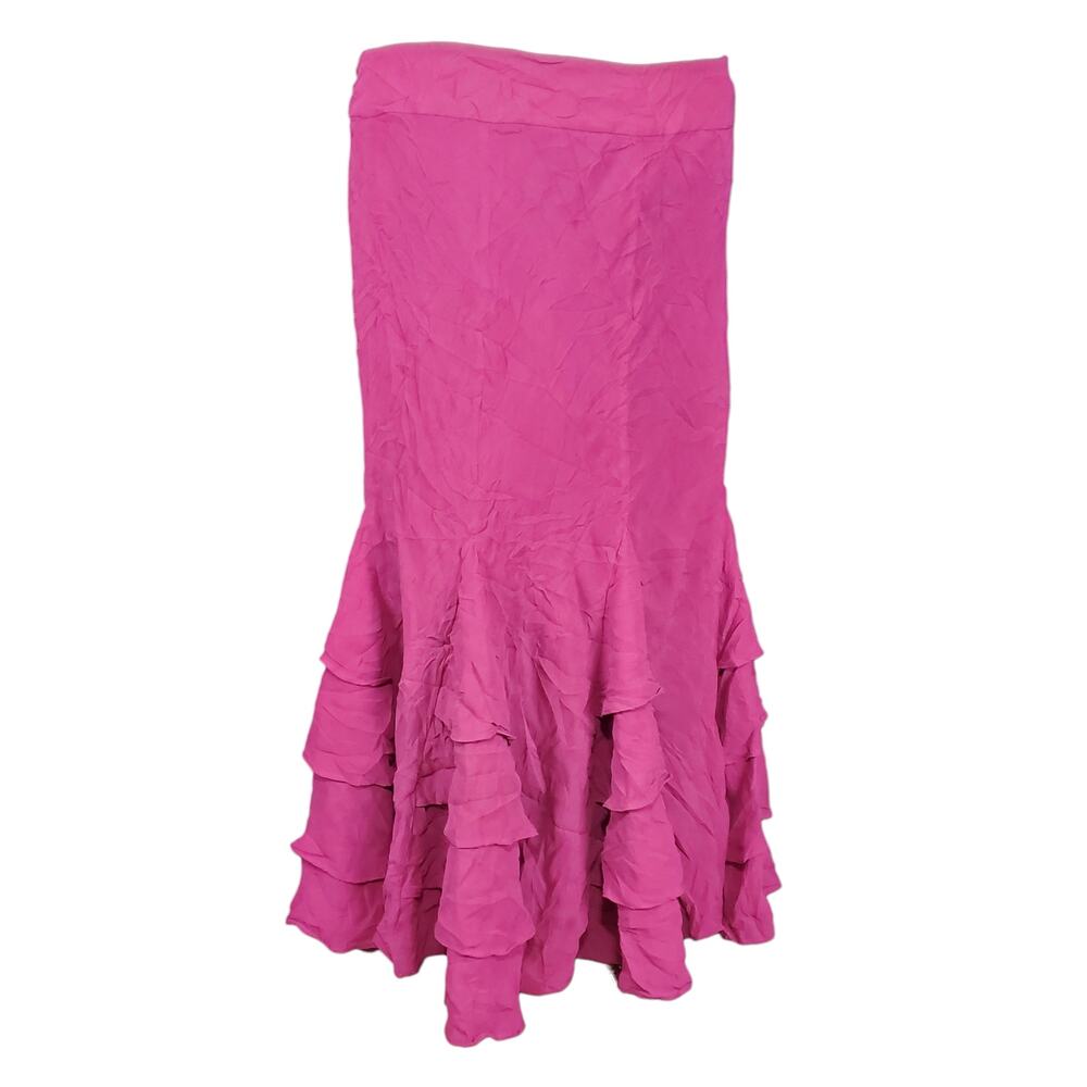 Silk Fairycore Skirt Asymmetrical Hem Magenta Midi Coast - Size 14 - Picture 4 of 8